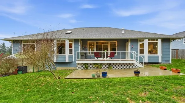 Backyard with covered patio